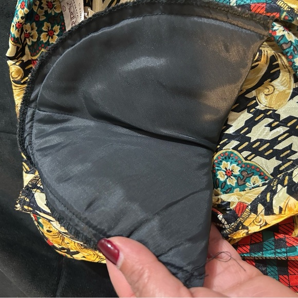 Vintage Castleberry Plaid And Gold Womens V-Neck Blouse Long Sleeve USA Size 12 - Picture 11 of 12